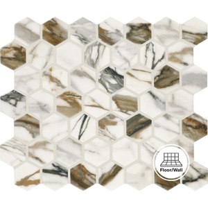 Daltile Wenrose Calacatta Topaz 10 in. x 12 in. Matte Ceramic Floor and Wall Hexagon Mosaic Tile (9.72 sq. ft. case)