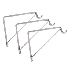Design House Steel Shelf Rod Bracket for Closet Storage Shelf w Hook, 13 In. L x .88 In. D x 9.4 In. H Pack of 3, White
