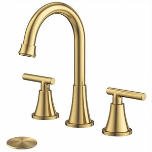MTTCLE 8 in. Widespread Double Handles Bathroom Faucet with Pop-up Drain in Brushed Gold