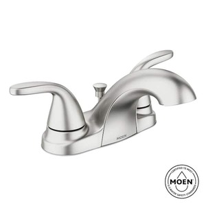 MOEN Adler 4 in. Centerset 2-Handle Low-Arc Bathroom Faucet in Spot Resist Brushed Nickel