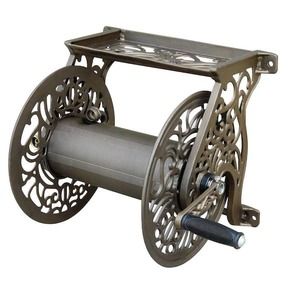 LIBERTY GARDEN 125 ft. Aluminum Decorative Garden Hose Wall Mounted Reel