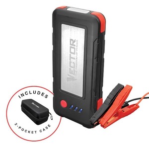 VECTOR 1600 Peak Amp Automotive Lithium Jump Starter, Portable Power-USB-A(15W), USB-C(30W), Power In & Out with Carrying Case