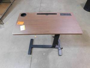 HOMESTOCK 29.72W, Height-Adjustable Overbed Table, Rolling Bedside Desk with USB-C Ports, Cup Holder, EspressoBlack