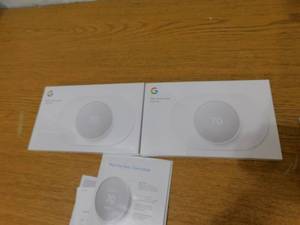 (2) Google Nest Thermostat - Smart Programmable Wi-Fi Thermostat - Charcoal w trim kits