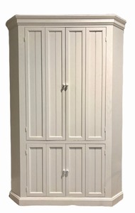 LBR2 - Corner White Painted Wooden Cabinet With Bifold Doors