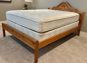 LBR2 - Vintage Carved Pine Queen Bed