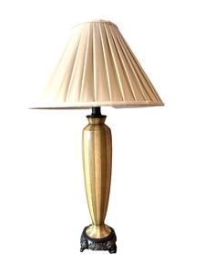LLR - Wood Striped Table Lamp With Metal Base