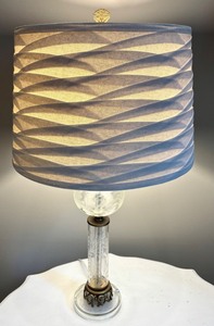LBR1 - Vintage Brass & Crystal Etched Table Lamp