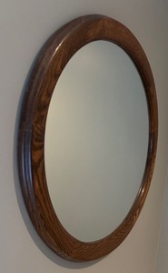 LBR1 - Oval Dark Wood Framed Mirror