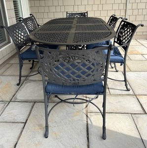 Cast Classics Landgrave Collection Cast Iron Patio Dining Set With 6 Chairs