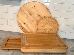 K - Wooden Cutting Board Mixed Lot With 15 Lazy Susan Board