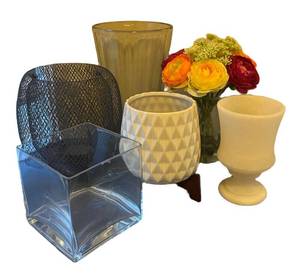 E - Assorted Decorative Vases