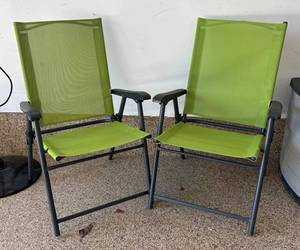 G - Pair of Green Patio Chairs