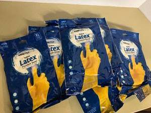 XL Yellow Latex Flocklined Gloves