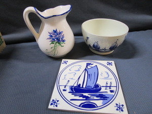 Blue & White Pitcher & Ship Theme