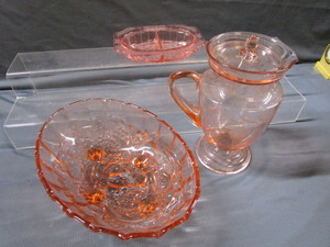 Pink Fruit Bowl, Div.Dish, Pitcher