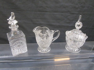 Fine Lead Glass Cream & Sugar, Cruet