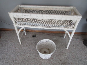 Vintage Wicker Plant Stand, Basket