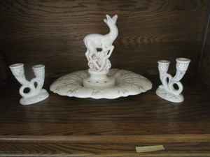 Red Wing Console Bowl, Frog, Candle Holders