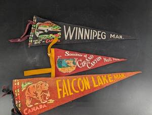 Winnipeg Man, Grand Canyon & Falcon Lake Souvenir Pennants Mixed Lot