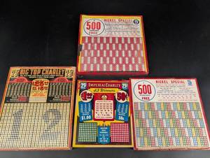 Vintage Punch Board Game Mixed Lot of 4