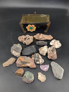 Mixed Mineral Specimen Lot With Storage Box