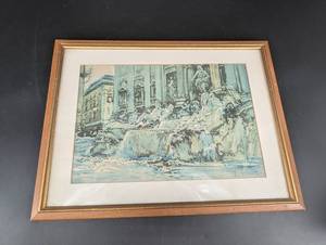 Framed City Fountain Print