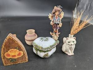 Angel, Cat Vase, Pottery Vase & Decor Mixed Lot