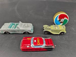 Vintage Made in Japan Toy Car Trio With Tin