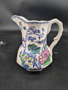 Vintage Crown Devon Staffordshire England Floral Pitcher