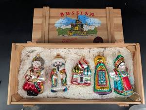 Russian Collection Hand Blown Glass Ornaments (Lot of 6)
