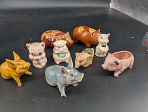 Vintage Ceramic Pig Figurines and Banks (Lot of 9)