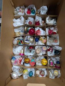Vintage Glass Christmas Ornaments Assortment (Lot of 40)