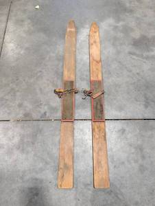 Vintage Sno-Bunny Wooden Skis Auburn Maine