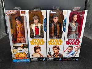 Star Wars Figure Set of 4 Ezra Bridger QiRa Han Solo & Rey