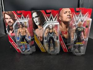 WWE AJ Styles, Sting & the Rock Figure Lot of 3