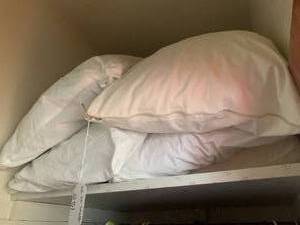 Numerous pillows...
