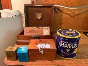 Tobacco wood and metal containers, ...