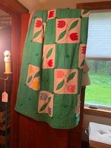 Homemade quilt with tulips...