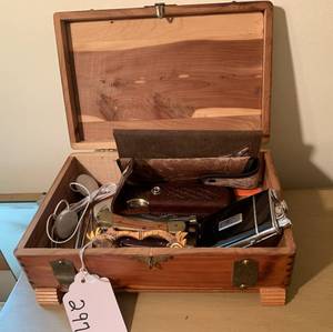 Pocket knives, lighters, leather bi...