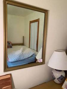Wall mirror, table top lamps and cl...