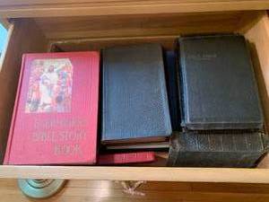 Bibles all in top 2 drawers...