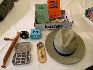 Fishing items - area maps book, net...