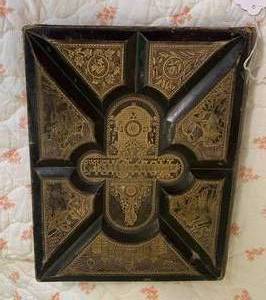 Vintage bible, possibly wood or lea...