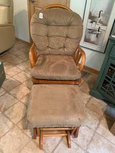 Wood glider rocker with ottoman...