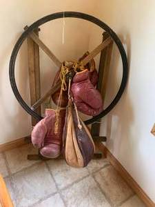 Vintage boxing gloves and bag and h...