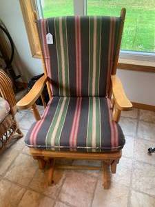 Wood rocker with upholstered cushio...