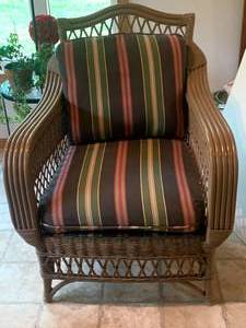 Wicker chair with cushions...