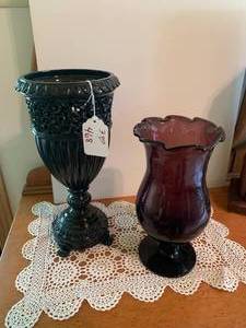 Black and amethyst vases...