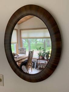 Wood frame oval mirror...